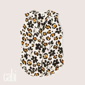 NWT cabi Cavort Top (6528); L; White/Black/Brown